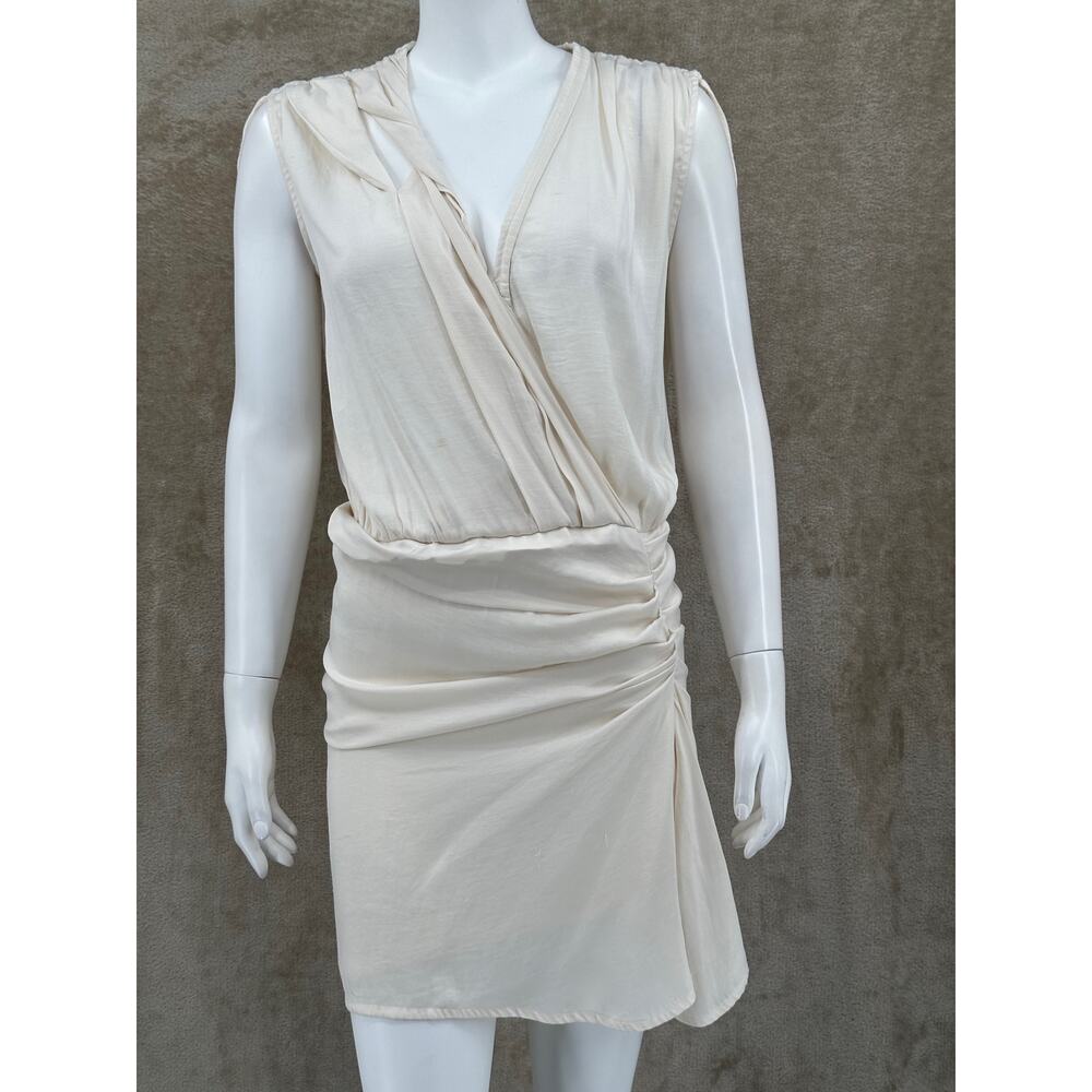 IRO Dress Womens 0 Ivory Anson Mini Sleeveless Draped Sheer Cutouts Designer‎